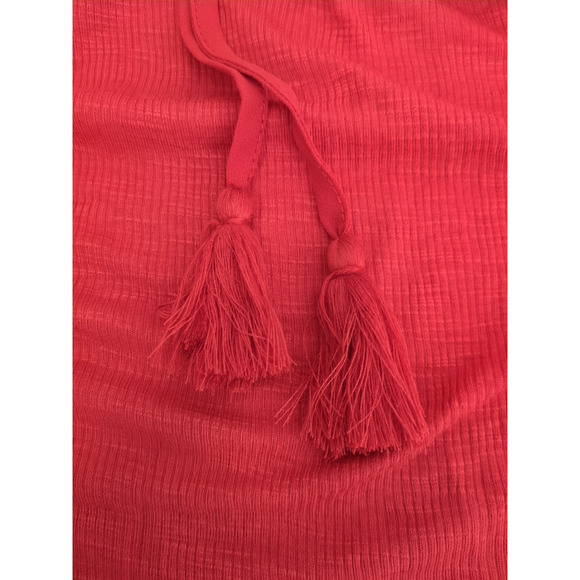 Knox Rose Floral Eyelet Embroidered Top Tassel Tie Rib Knit Rebel Red XL - Picture 5 of 7